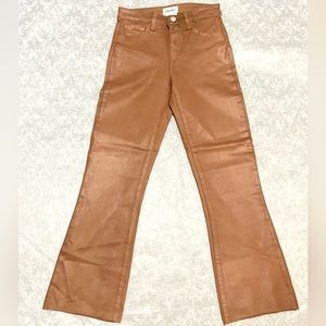 NWOT L’AGENCE KENDRA JAVA Skinny Jeans Size 24 High-Rise Faux Leather Coated